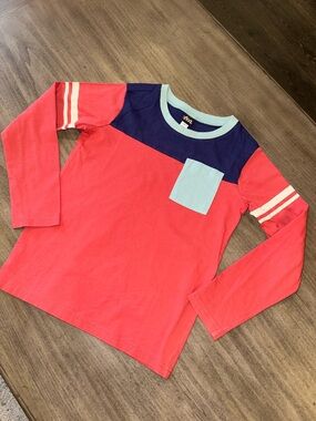 Tea Collection Coral, Navy & Aqua Colorblock Long-Sleeve Tee
